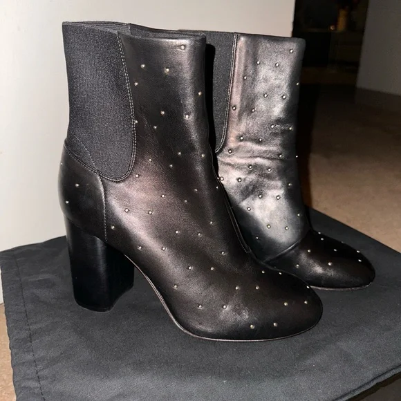 rag & bone Black leather studded ankle boots - Picture 2 of 3